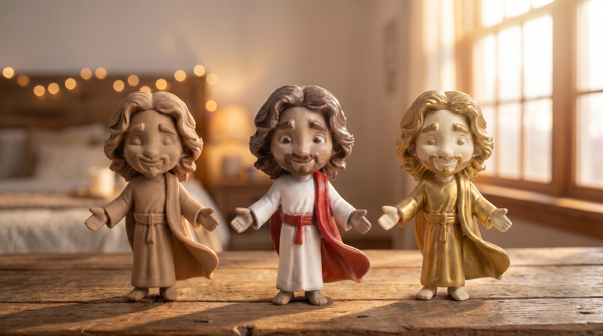 Figuras cristianas hechas a mano.