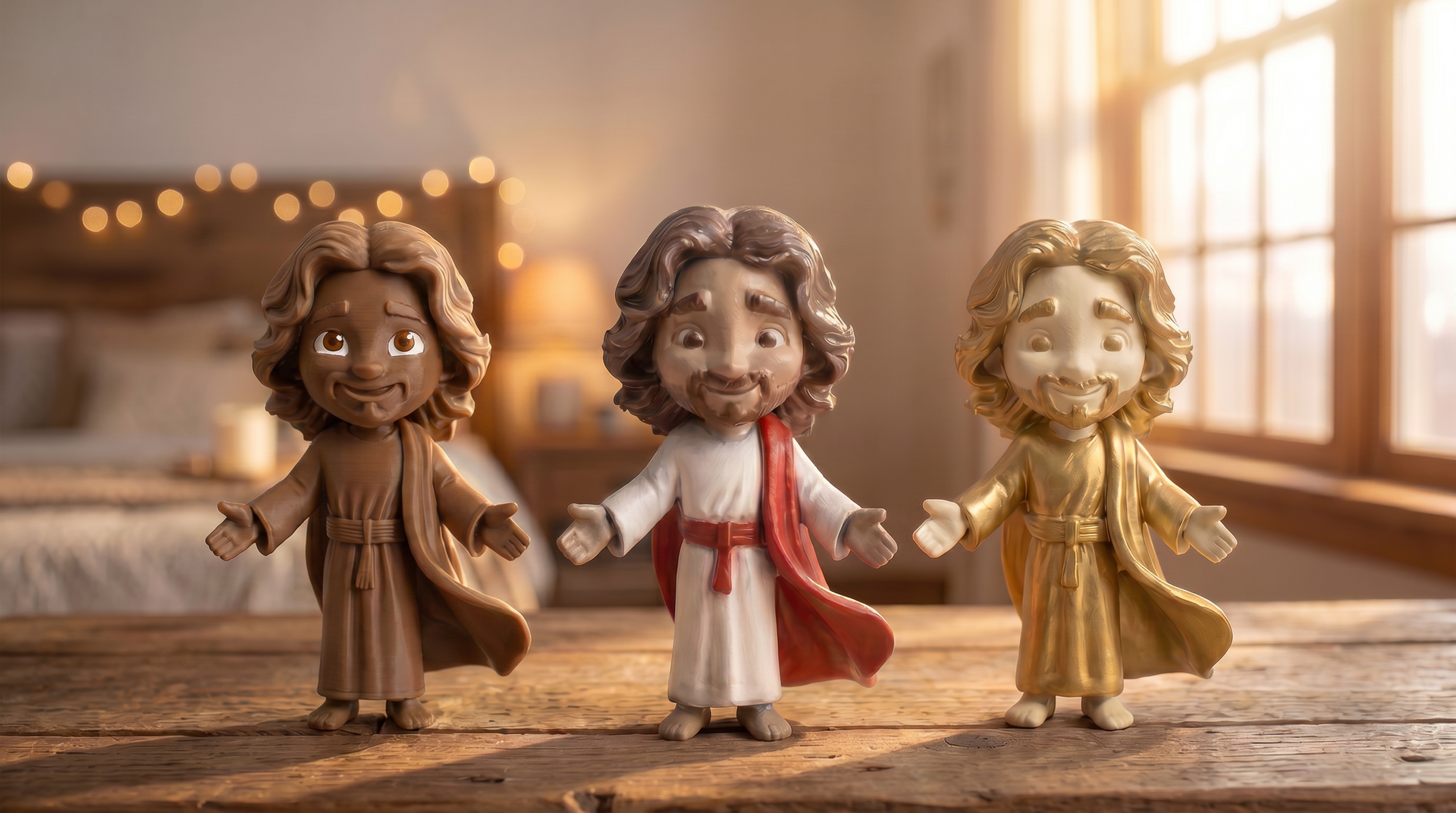 Figuras cristianas hechas a mano.